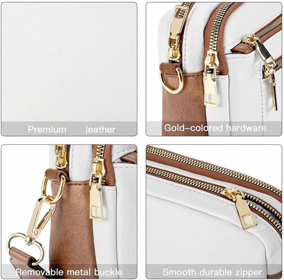 Colorful Straps Crossbody Leather Bags & Purse Vegan Leather Small Crossbody Bag (Grey,One Size)