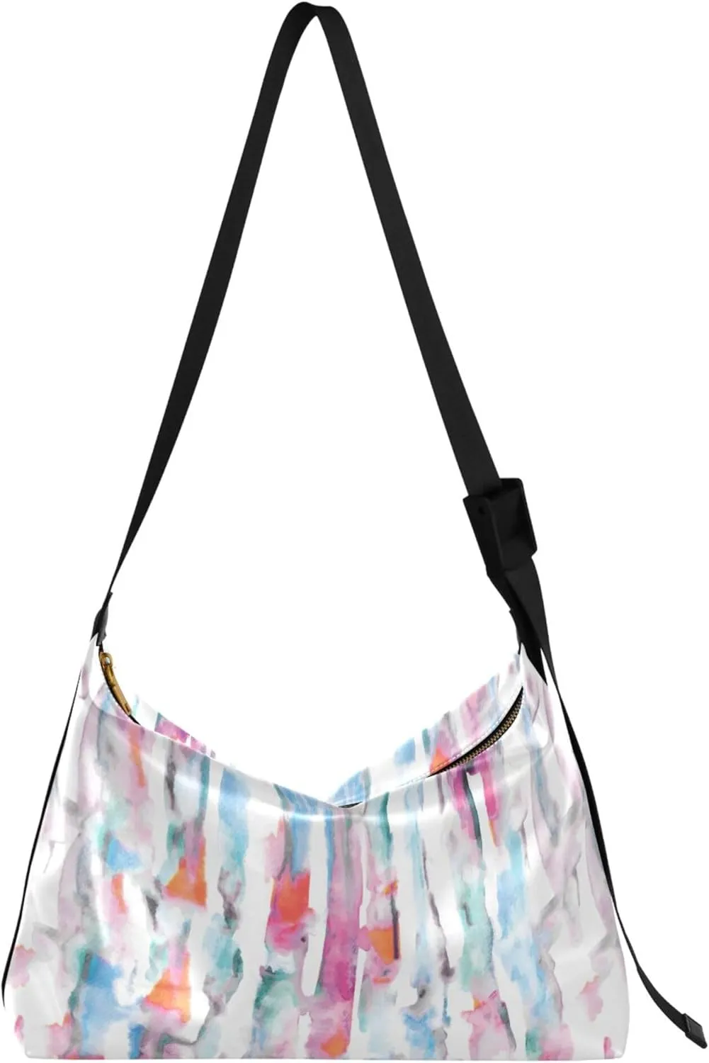 Colorful Tie Dye Striped Leather Hobo Bags for Women Women's Large Purse Chic Leaf Print Women Shoulder Purse