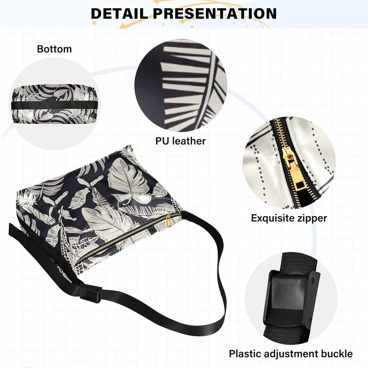 Colorful Tie Dye Striped Leather Hobo Bags for Women Women's Large Purse Chic Leaf Print Women Shoulder Purse