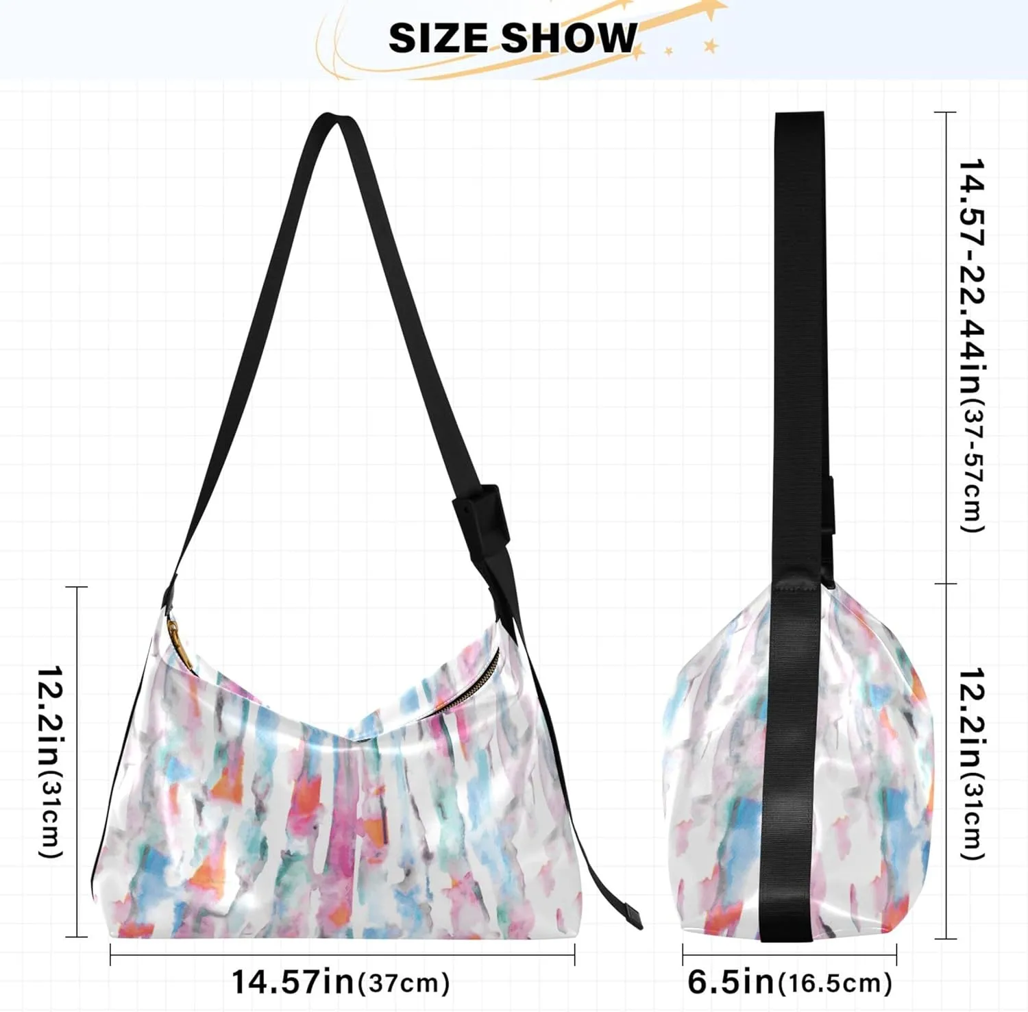 Colorful Tie Dye Striped Leather Hobo Bags for Women Women's Large Purse Chic Leaf Print Women Shoulder Purse