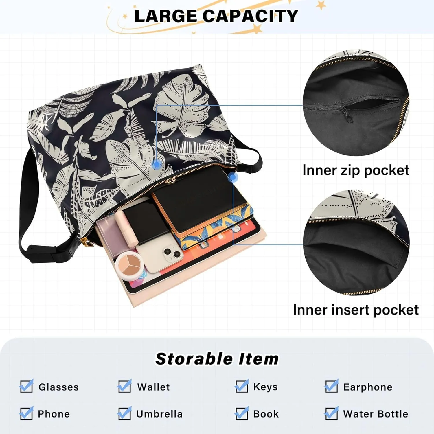 Colorful Tie Dye Striped Leather Hobo Bags for Women Women's Large Purse Chic Leaf Print Women Shoulder Purse