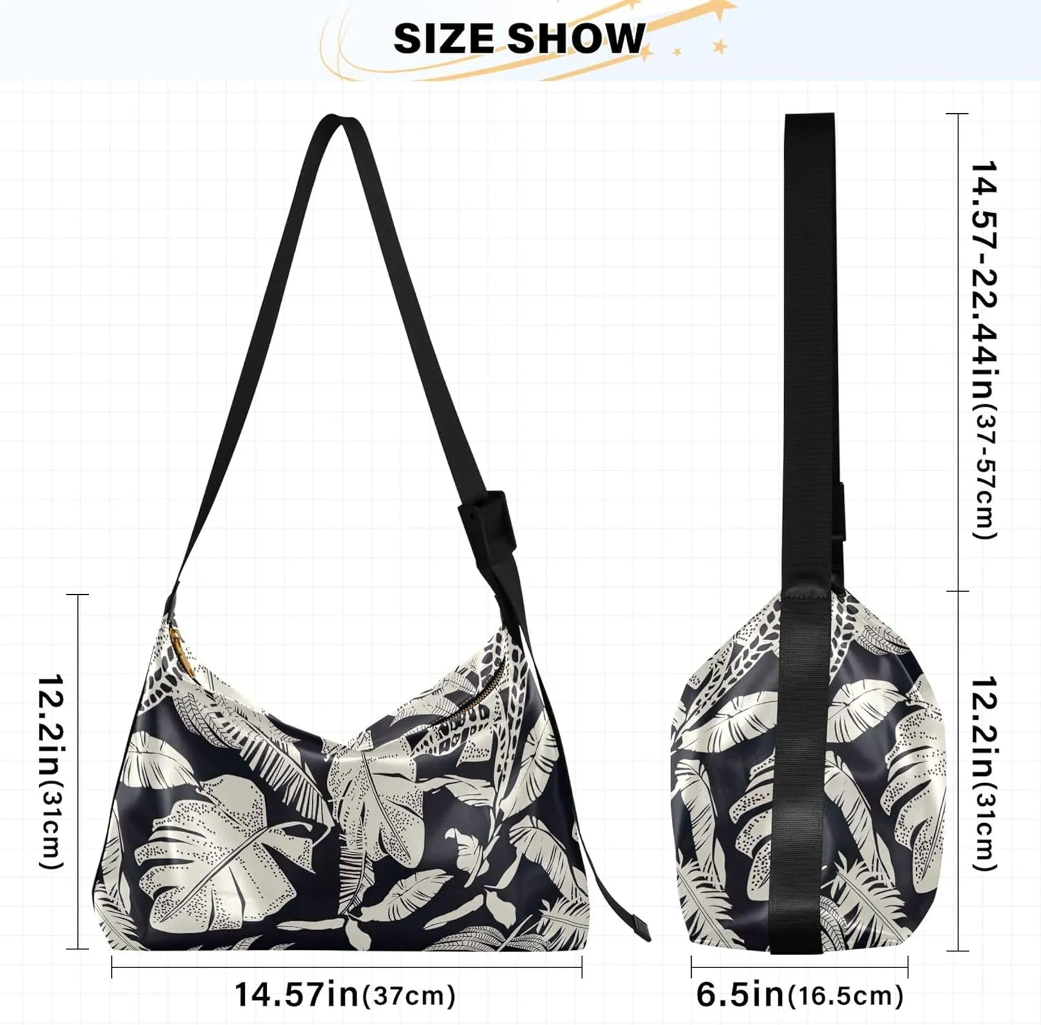 Colorful Tie Dye Striped Leather Hobo Bags for Women Women's Large Purse Chic Leaf Print Women Shoulder Purse