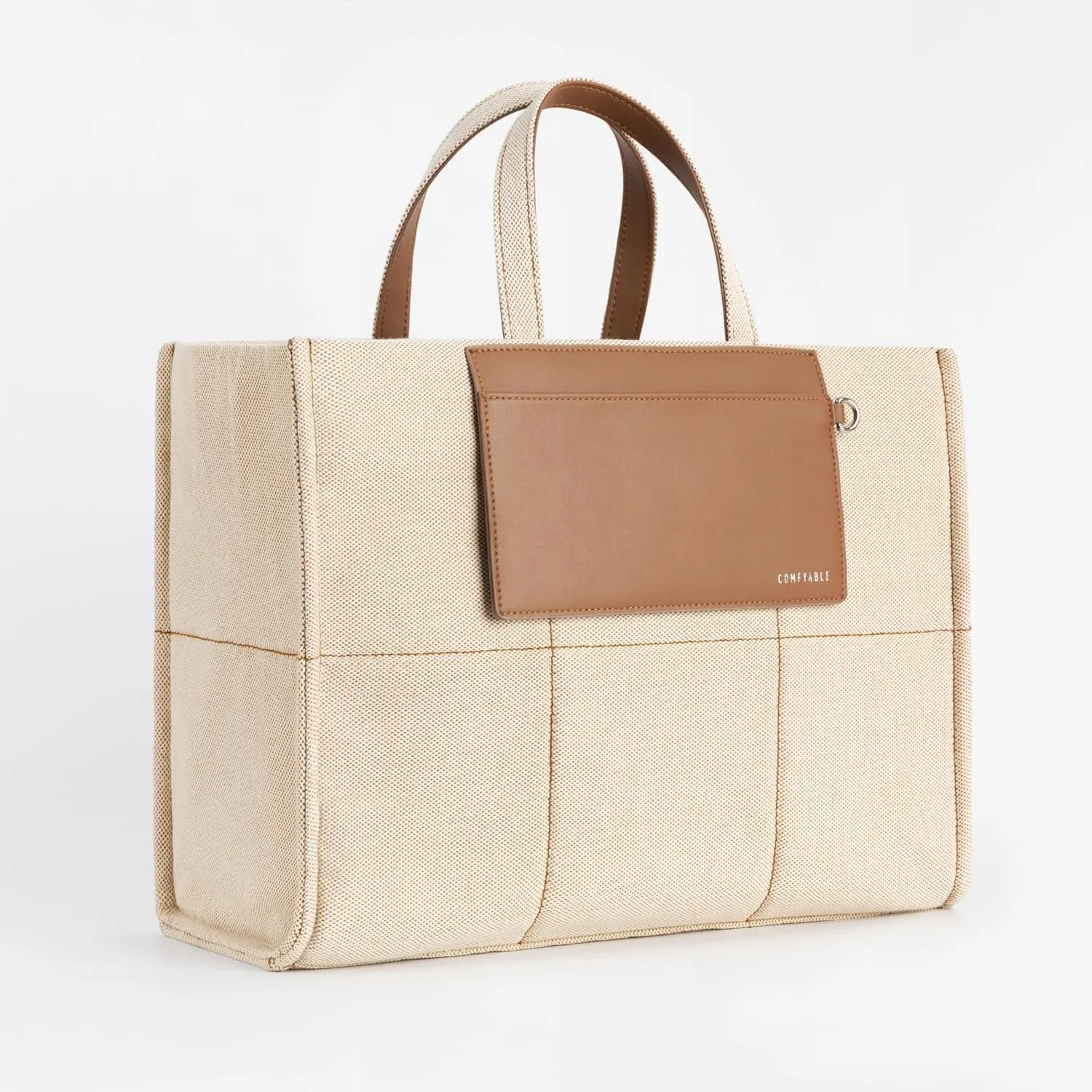 Comfyable Laptop Tote Bag for Women- Canvas/Denim Purse, Functions as Briefcase Handbag and Crossbody Shoulder Bag, Work Tote