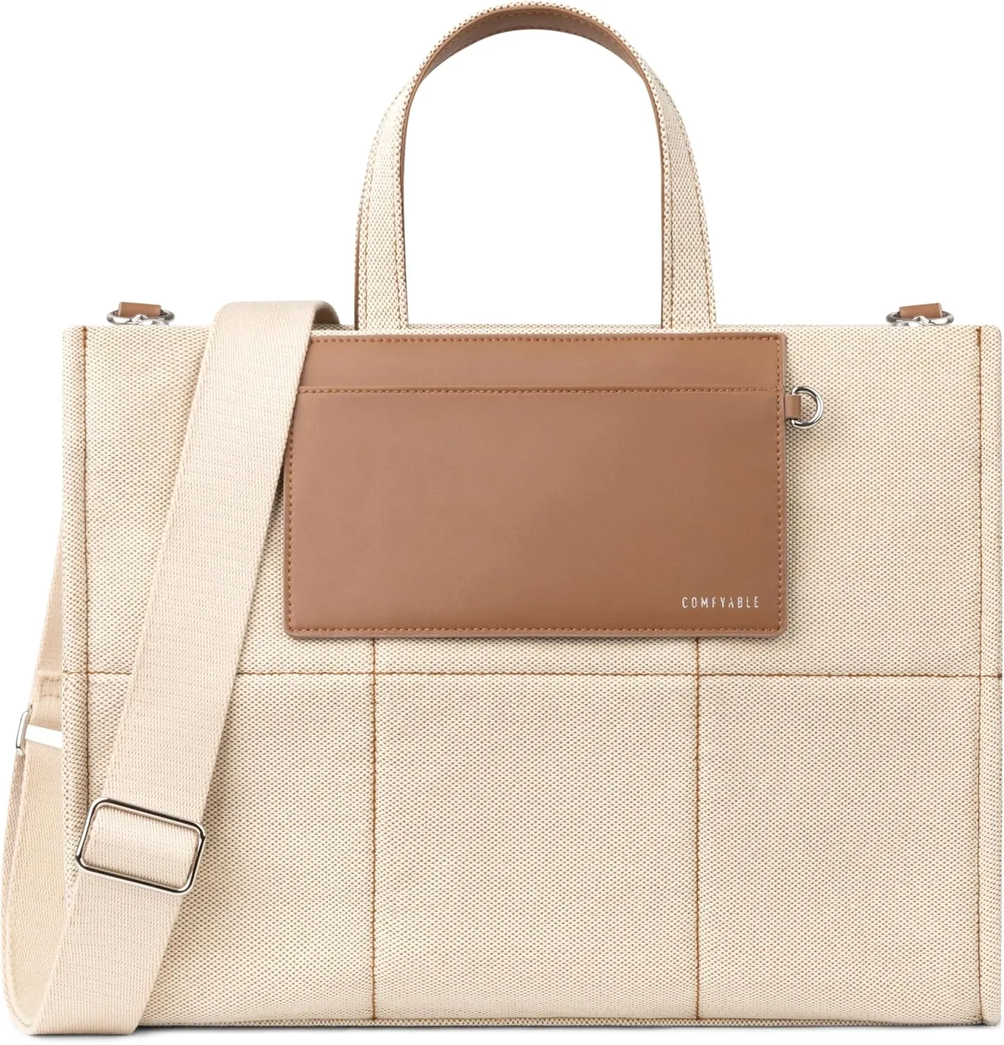 Comfyable Laptop Tote Bag for Women- Canvas/Denim Purse, Functions as Briefcase Handbag and Crossbody Shoulder Bag, Work Tote