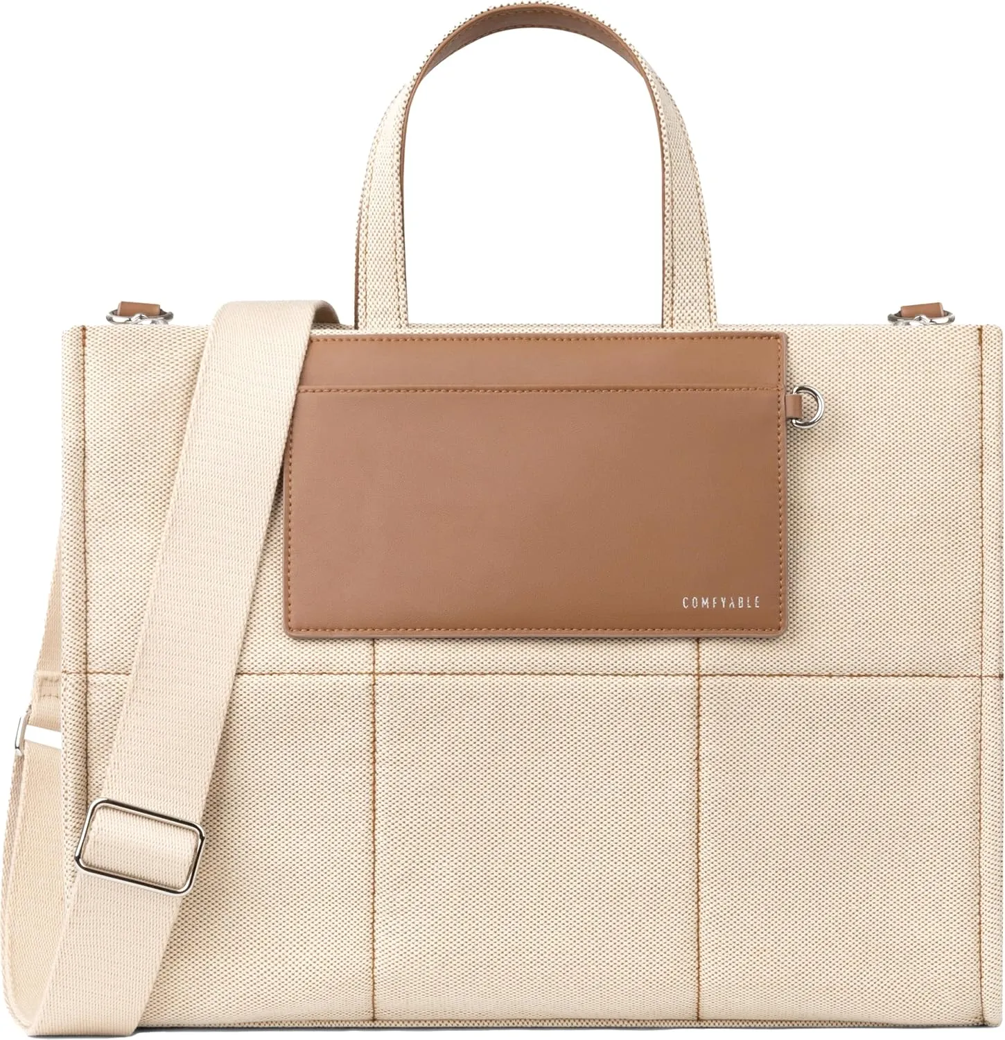 Comfyable Laptop Tote Bag for Women- Canvas/Denim Purse, Functions as Briefcase Handbag and Crossbody Shoulder Bag, Work Tote