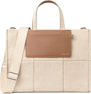 Comfyable Laptop Tote Bag for Women- Canvas/Denim Purse, Functions as Briefcase Handbag and Crossbody Shoulder Bag, Work Tote