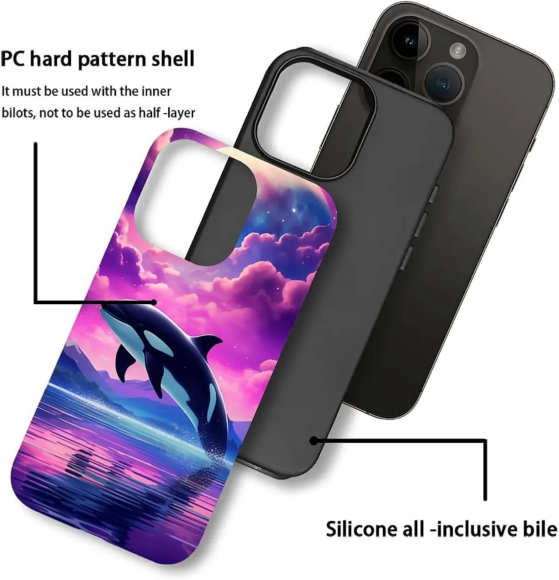 Compatible with iPhone 15 Pro Max Case, Dolphin Pink Pattern Print Phone Case Funny Liquid Silicone Case Impact Resistant Anti-Scratch Shockproof Protective Cover