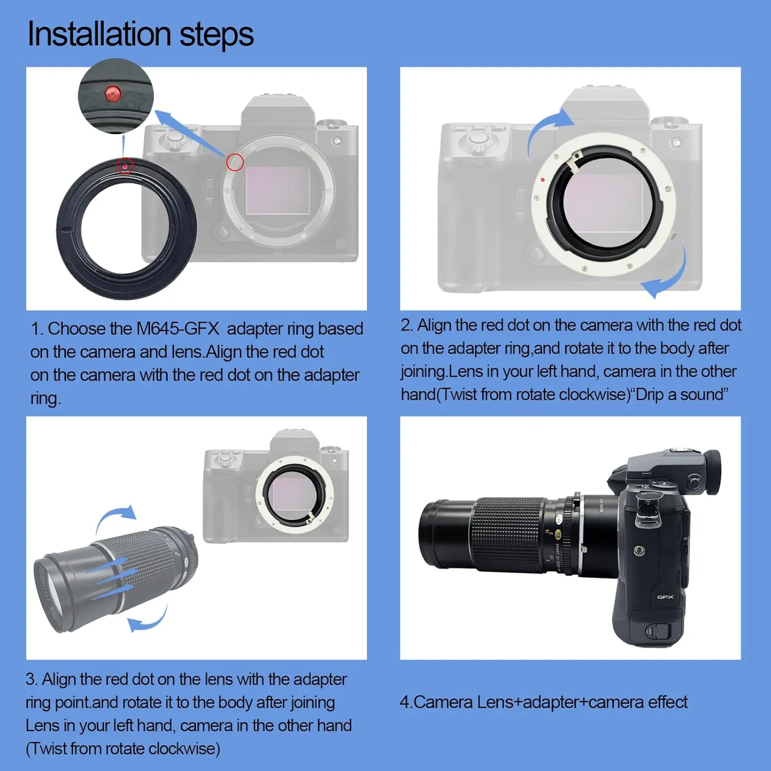 Compatible with M645 (M645) Mount Lenses to GFX Mount Medium Format Camera GFX 50S/50R, M645 to GFX Lens Adapter
