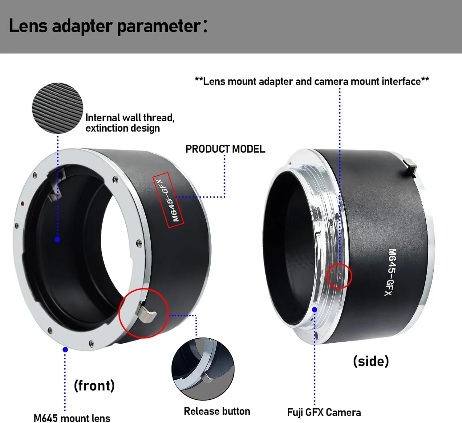 Compatible with M645 (M645) Mount Lenses to GFX Mount Medium Format Camera GFX 50S/50R, M645 to GFX Lens Adapter