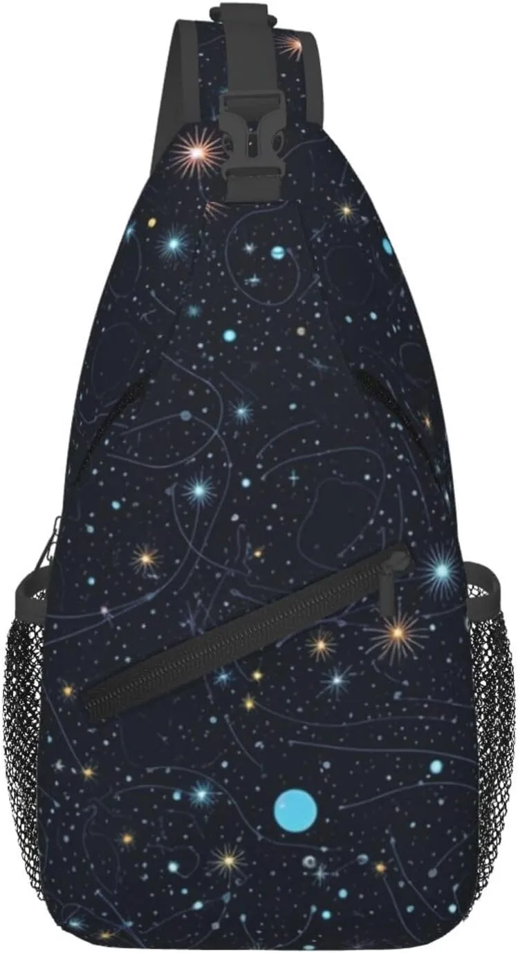 Constellation Star Clusters Galaxies Cross Chest Bag Diagonally Sling Bag for Men Women Crossbody Shoulder Bag Travel Hiking Daypack