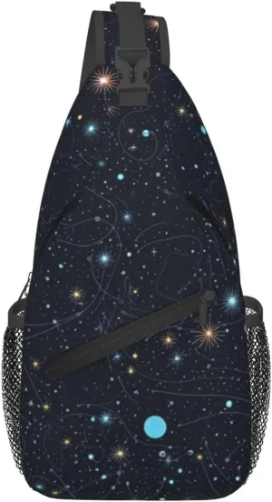 Constellation Star Clusters Galaxies Cross Chest Bag Diagonally Sling Bag for Men Women Crossbody Shoulder Bag Travel Hiking Daypack