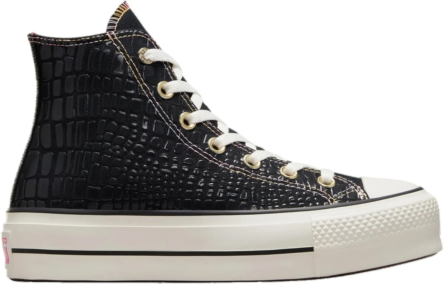 Converse Glazed Chrome Chuck Taylor All Star Lift - Women's (A06864C, Black/Peach Beam/Astral Pink)