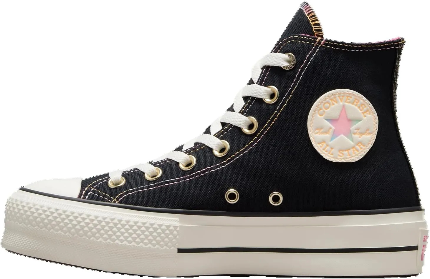 Converse Glazed Chrome Chuck Taylor All Star Lift - Women's (A06864C, Black/Peach Beam/Astral Pink)