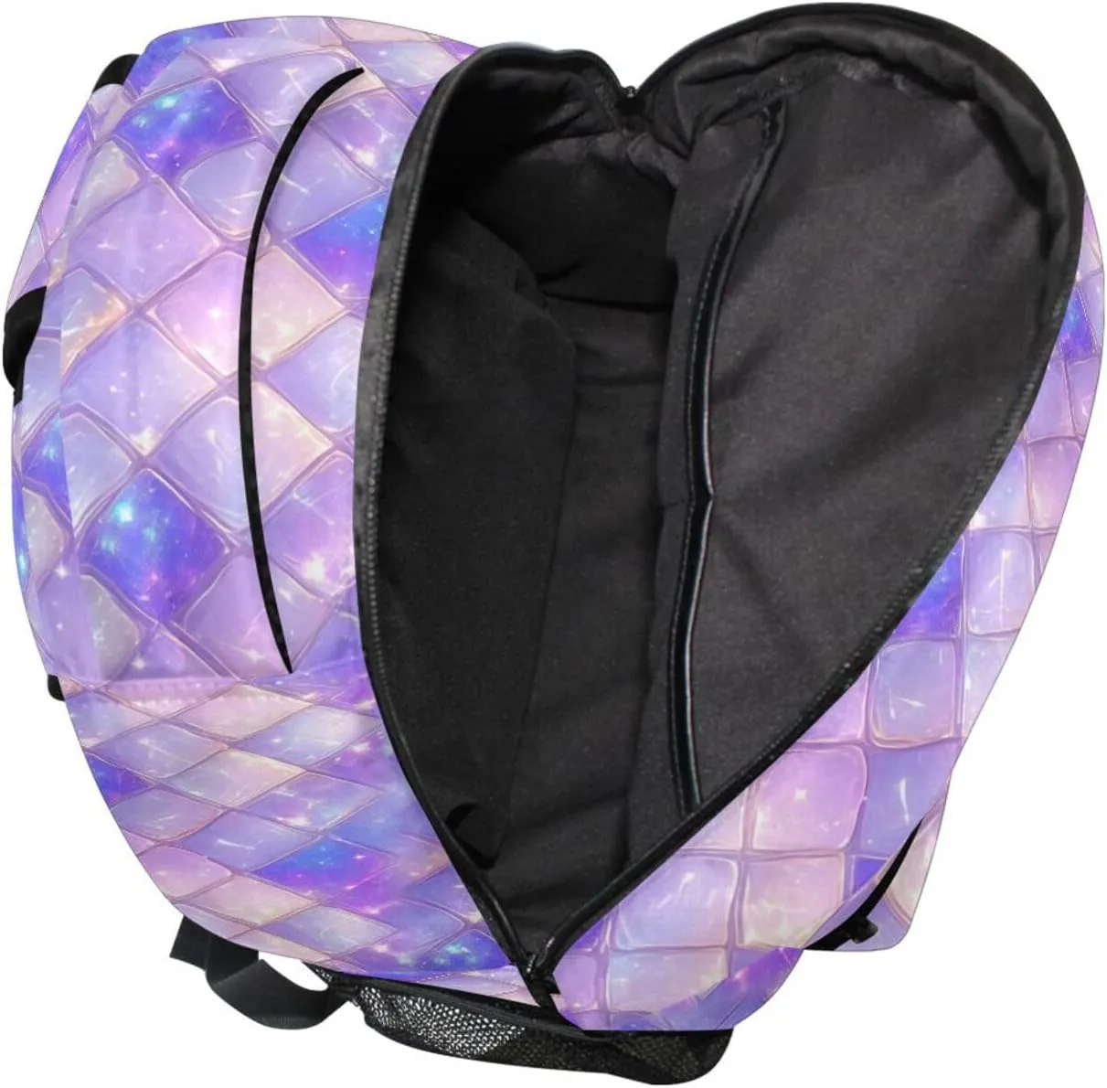 Cool Backpacks for Teacher Nurse Waterproof Stylish Travel Bags with Chest Strap Gift Men & Women Purple Scales Sparkling