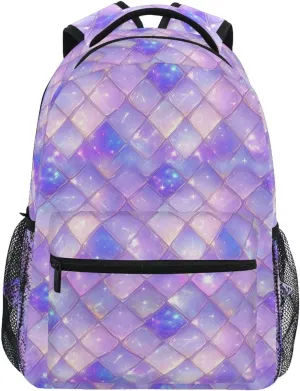 Cool Backpacks for Teacher Nurse Waterproof Stylish Travel Bags with Chest Strap Gift Men & Women Purple Scales Sparkling