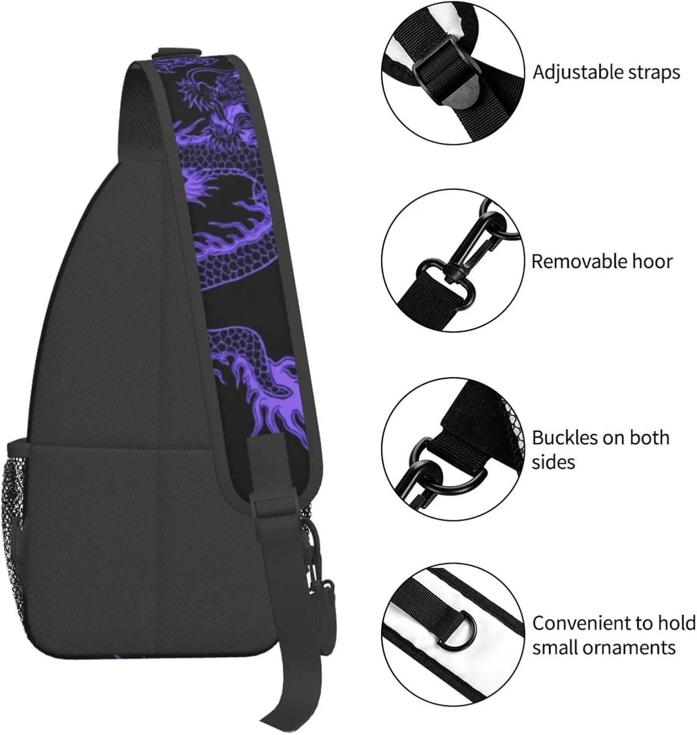 Cool Dragon Crossbody Bags for Women Men Red Dragon Sling Bag Backpack Casual Chest Bag with Adjustable Shoulder Strap