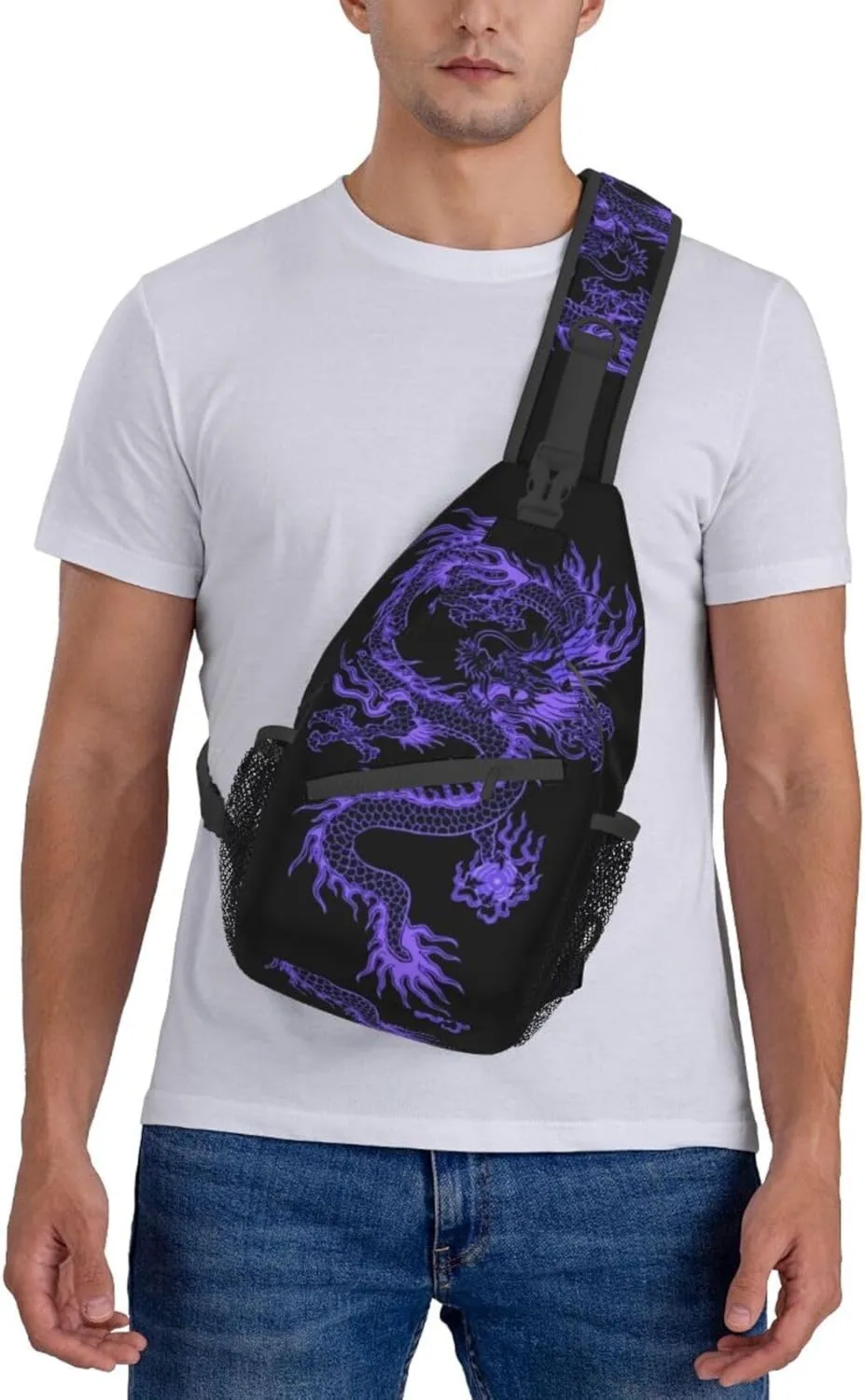 Cool Dragon Crossbody Bags for Women Men Red Dragon Sling Bag Backpack Casual Chest Bag with Adjustable Shoulder Strap