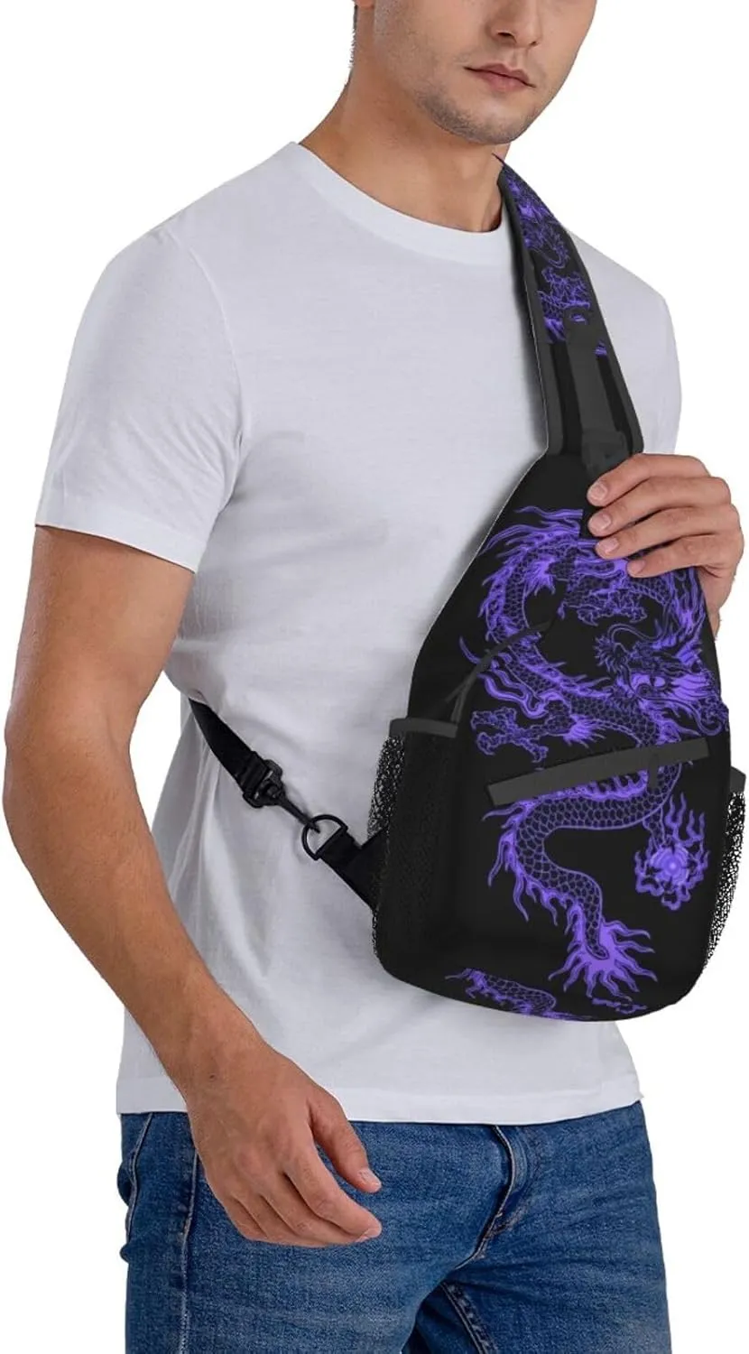 Cool Dragon Crossbody Bags for Women Men Red Dragon Sling Bag Backpack Casual Chest Bag with Adjustable Shoulder Strap