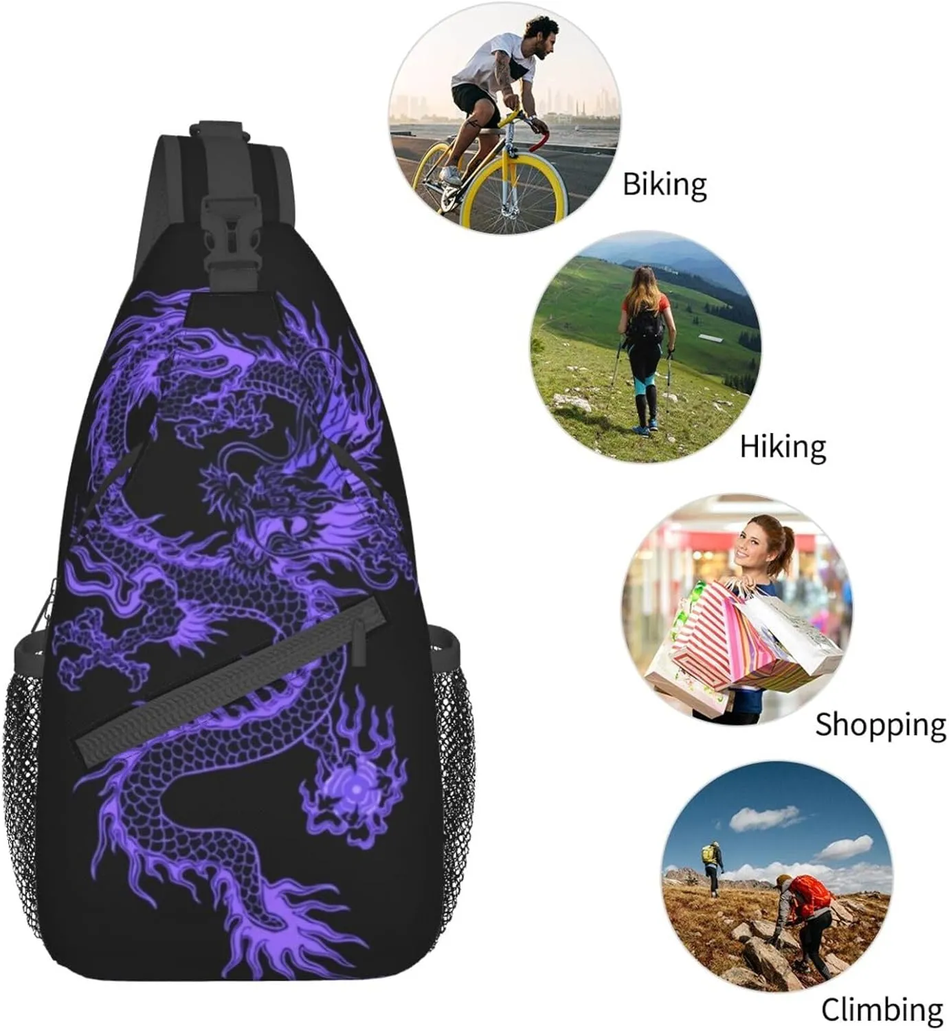 Cool Dragon Crossbody Bags for Women Men Red Dragon Sling Bag Backpack Casual Chest Bag with Adjustable Shoulder Strap