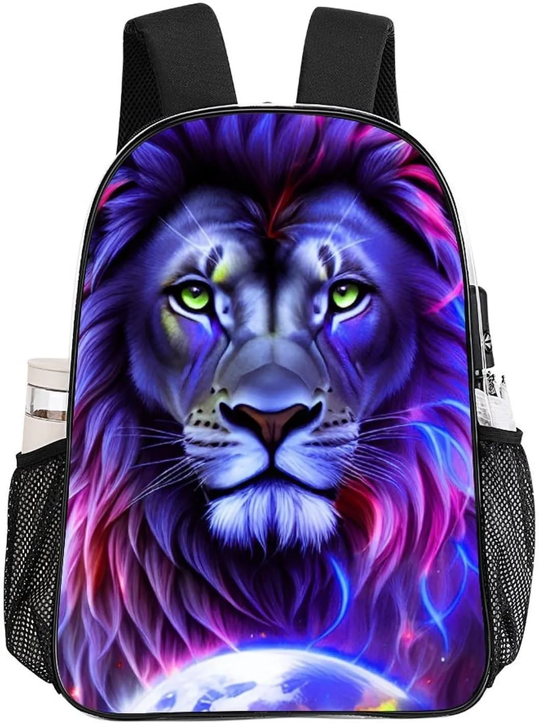 Cool Lion In The Universe Surreal Style Art Rucksack Transparent Anti-Theft Multipurpose Carry On Bag Large Capacity Travel and Sport Backpack Rucksack With Smooth Zippers