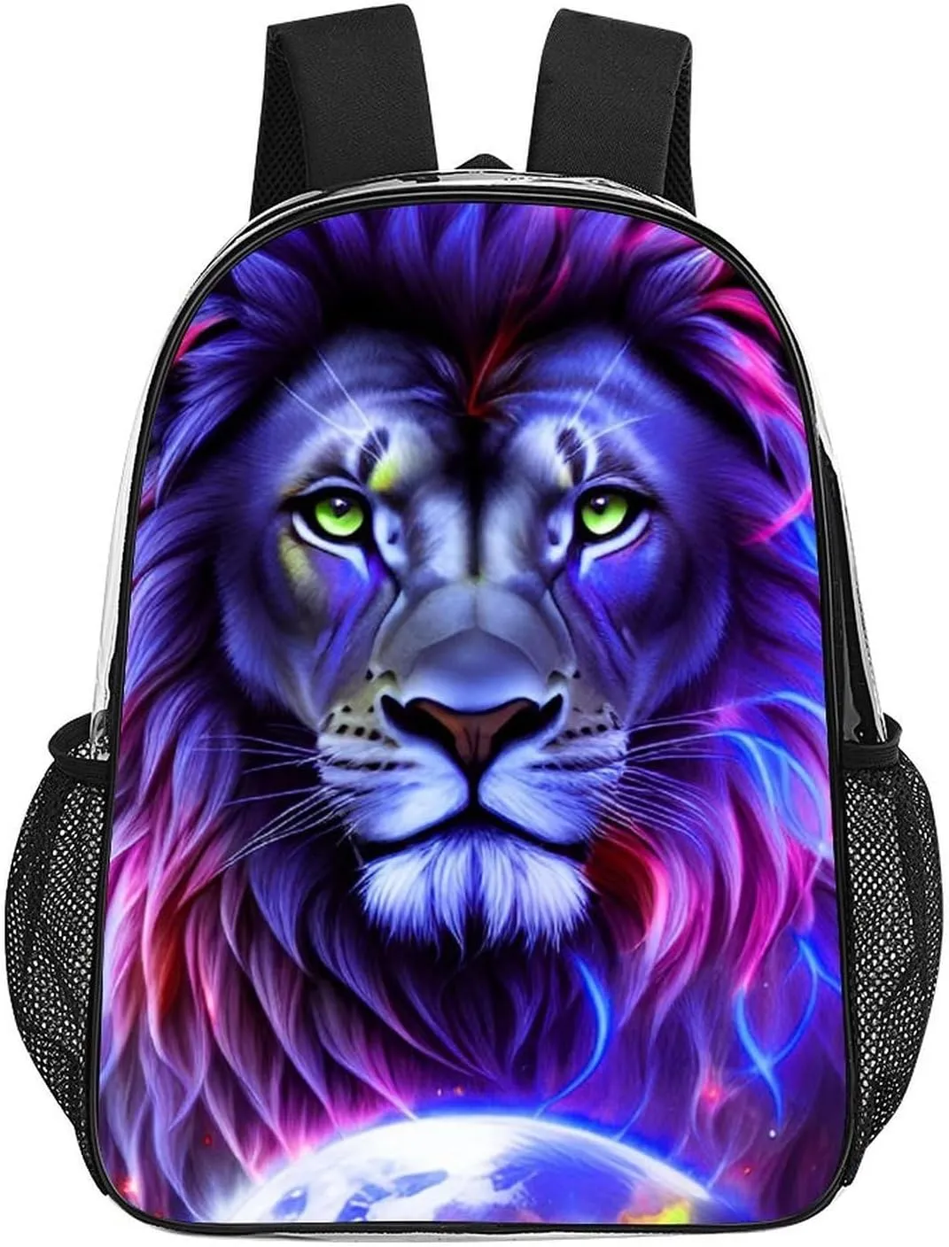 Cool Lion In The Universe Surreal Style Art Rucksack Transparent Anti-Theft Multipurpose Carry On Bag Large Capacity Travel and Sport Backpack Rucksack With Smooth Zippers