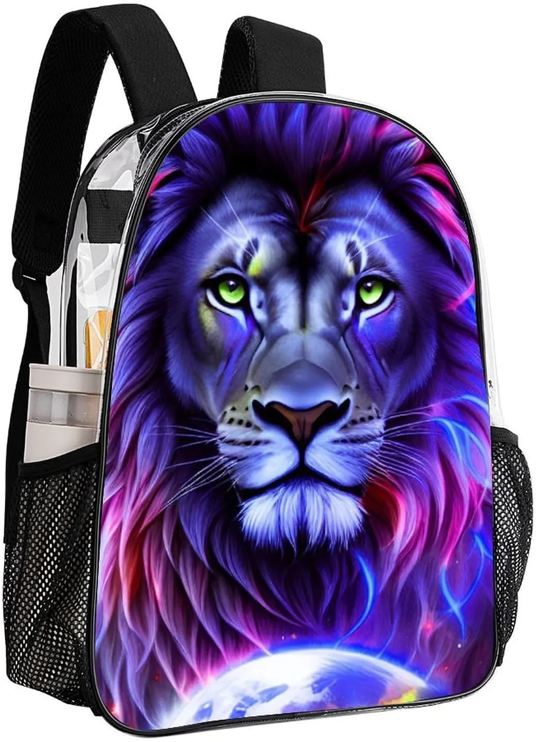 Cool Lion In The Universe Surreal Style Art Rucksack Transparent Anti-Theft Multipurpose Carry On Bag Large Capacity Travel and Sport Backpack Rucksack With Smooth Zippers