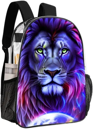 Cool Lion In The Universe Surreal Style Art Rucksack Transparent Anti-Theft Multipurpose Carry On Bag Large Capacity Travel and Sport Backpack Rucksack With Smooth Zippers