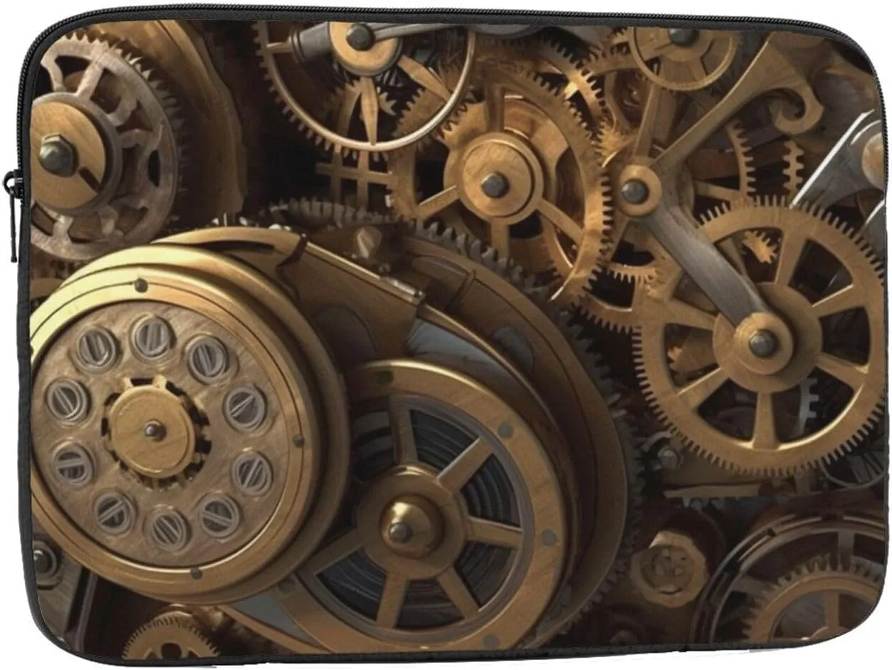 Cool Steampunk Gears Laptop Sleeve 10 inch Shockproof Protective Computer Carrying Cover Water Resistant Computer Bag Laptop Case Briefcase Handbags Portable Laptop Bag Gifts for Men Women
