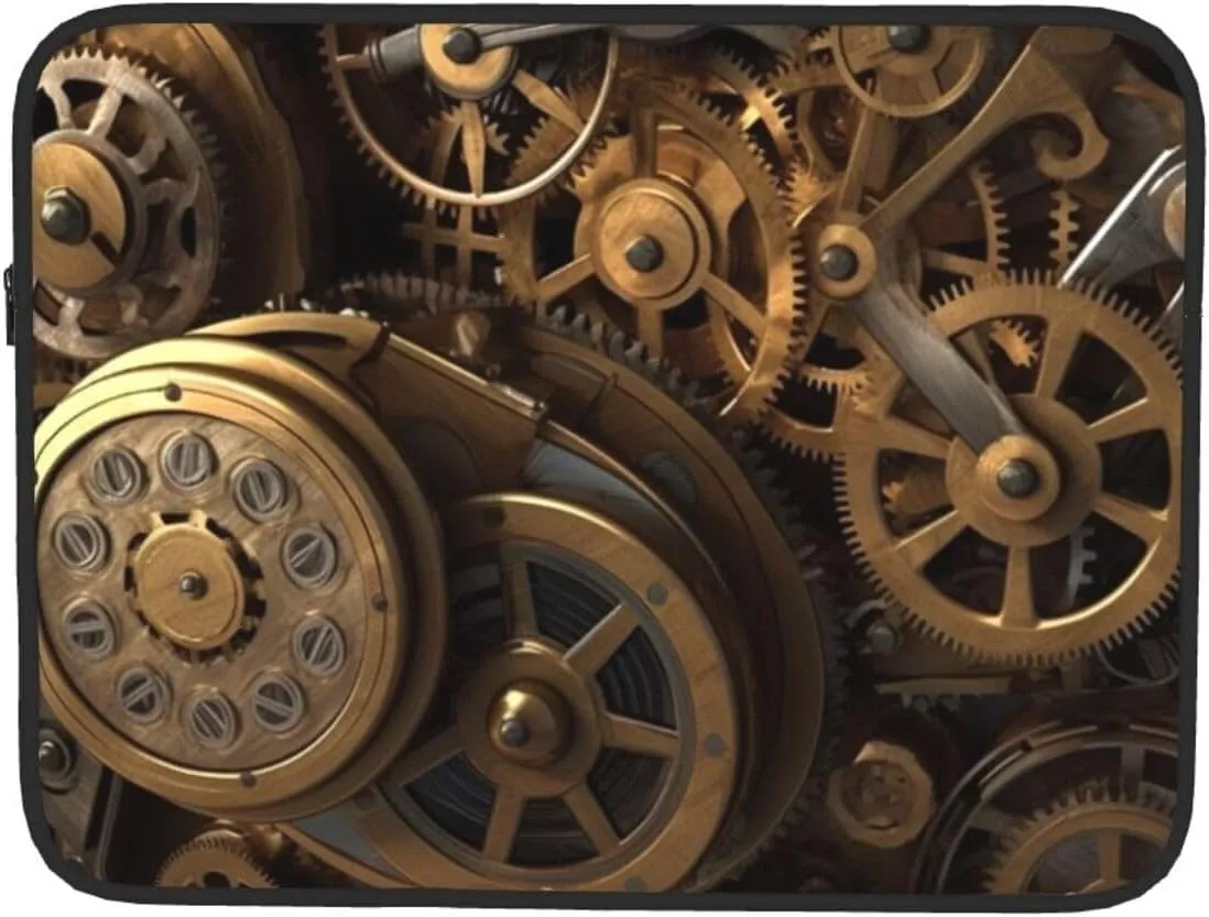 Cool Steampunk Gears Laptop Sleeve 10 inch Shockproof Protective Computer Carrying Cover Water Resistant Computer Bag Laptop Case Briefcase Handbags Portable Laptop Bag Gifts for Men Women