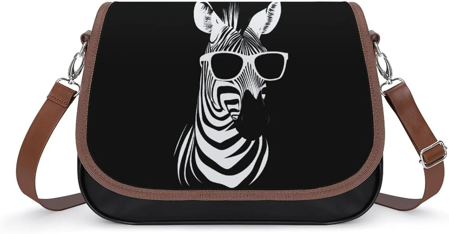 Cool Zebra Crossbody Bags PU Leather Purses Shoulder Handbag with Adjustable Shoulder Strap