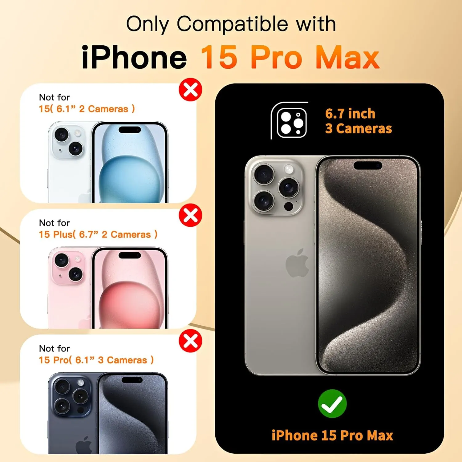 COOLQO for iPhone 15 Pro Max Case 6.7'' Upgraded 360° Spin Magnetic Stand [Compatible with Magsafe][Military Protection] Shockproof Protective Phone Holder Cover for iPhone 15 Pro Max, Black Gold