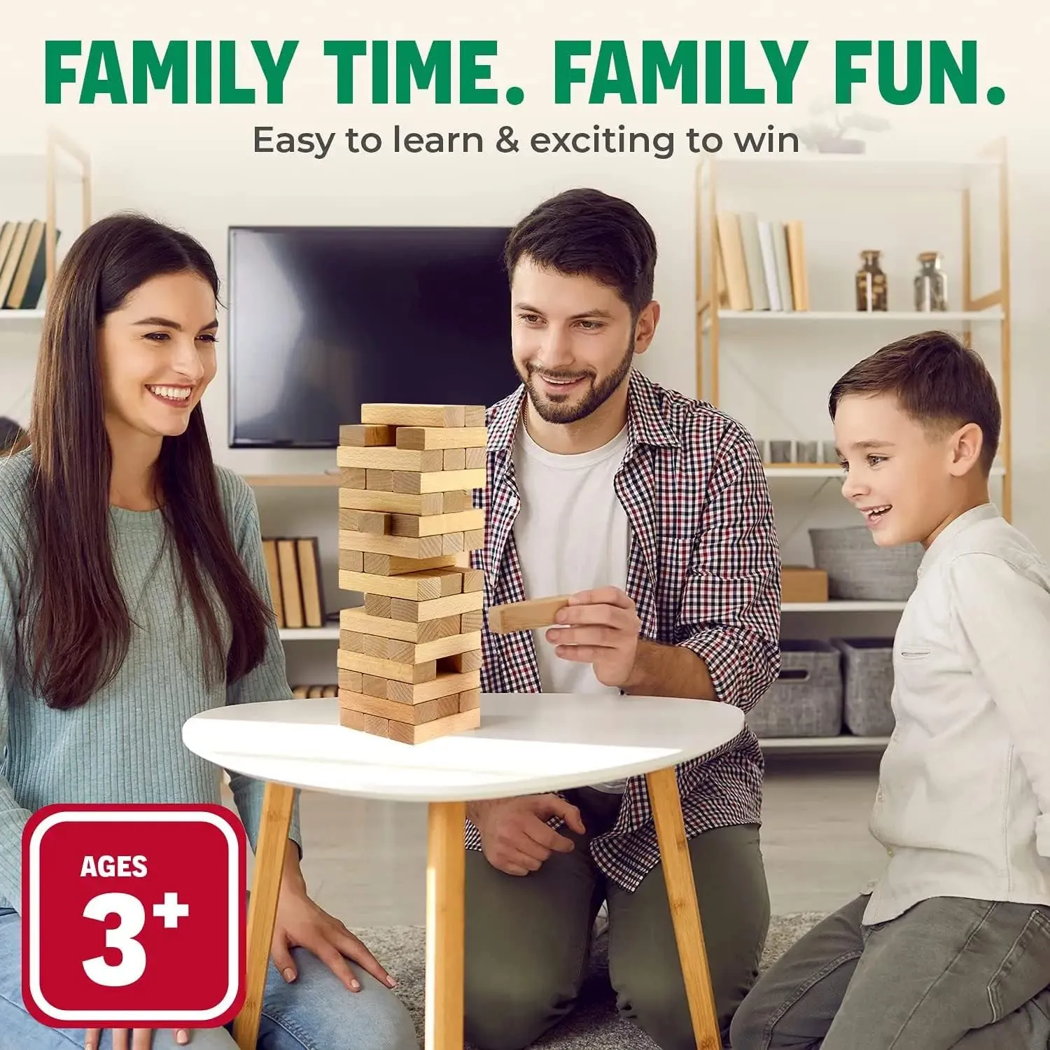CoolToys Timber Tower Wood Block Stacking Game – Original Edition (48 Pieces) – 4 Pack