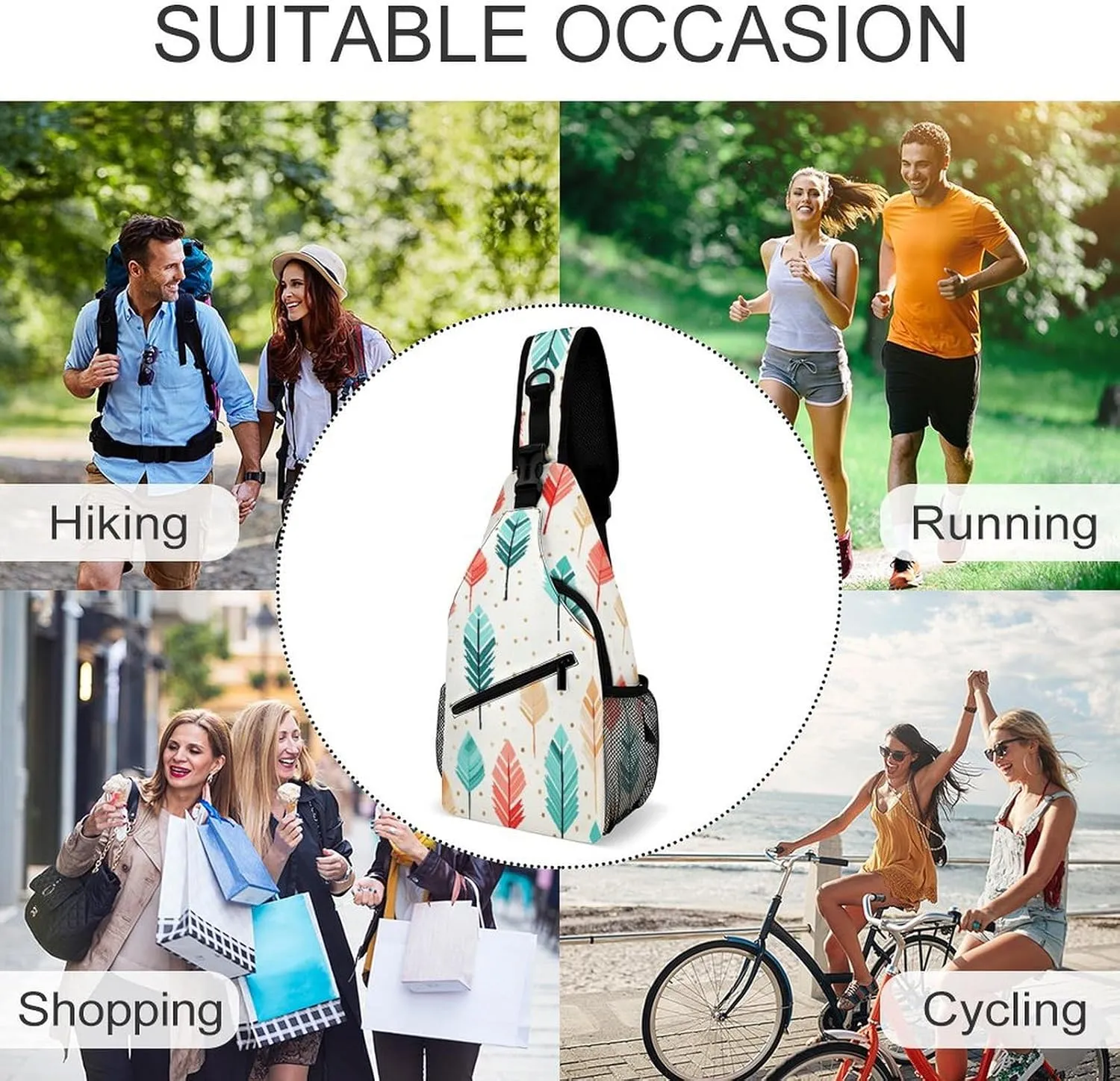 Coral And Teal Arrows Sling Bag Crossbody Bags Cross Body Bag Fanny Packs Chest Bags Sling Purses for Travel