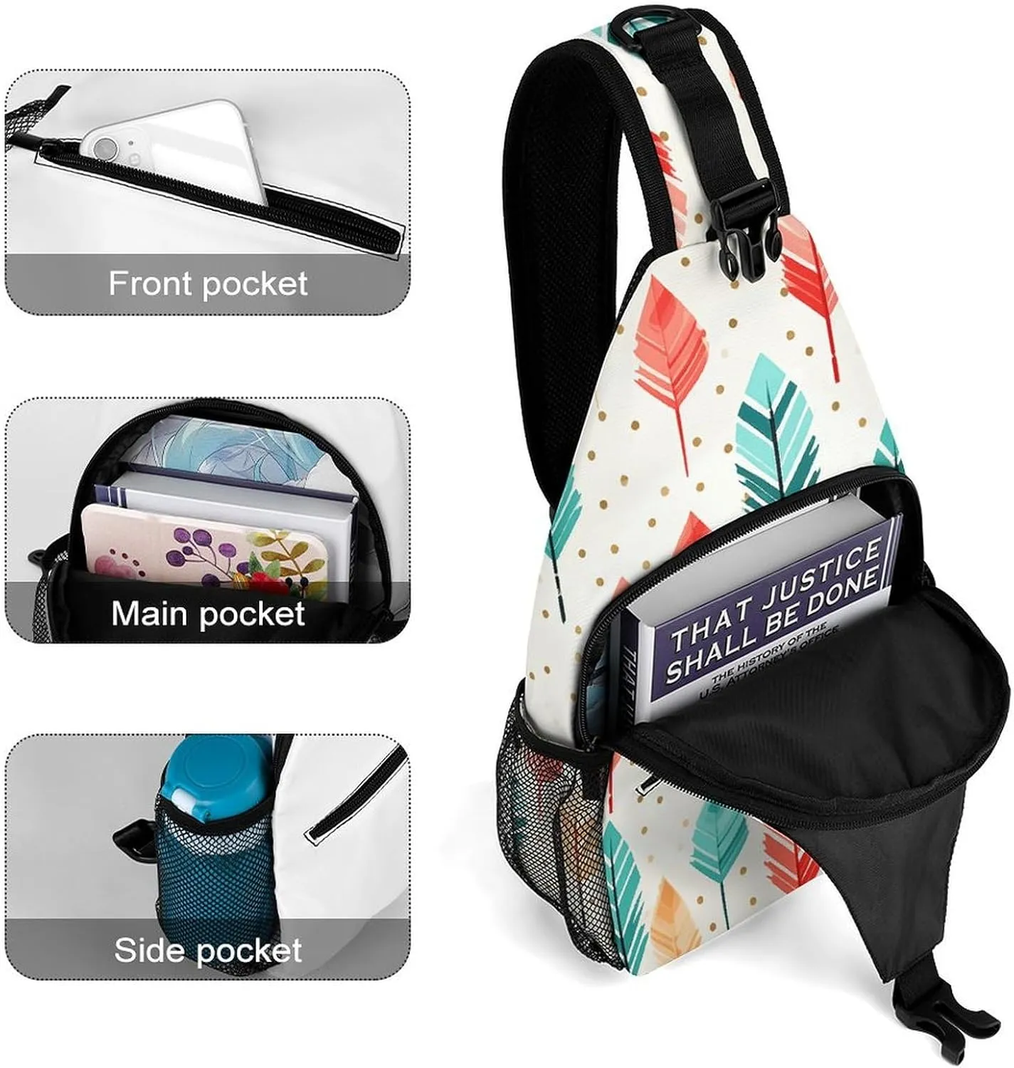 Coral And Teal Arrows Sling Bag Crossbody Bags Cross Body Bag Fanny Packs Chest Bags Sling Purses for Travel