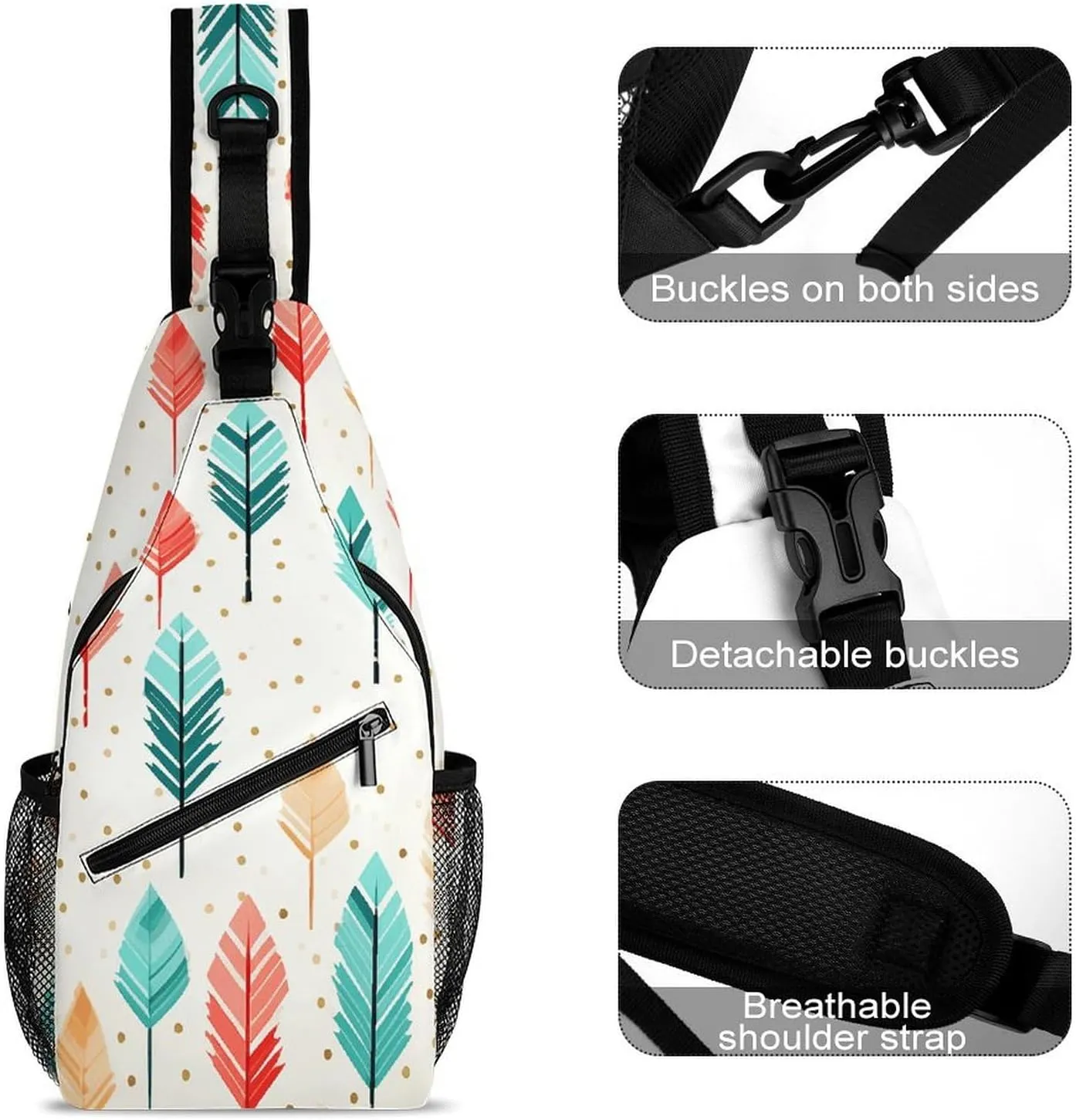 Coral And Teal Arrows Sling Bag Crossbody Bags Cross Body Bag Fanny Packs Chest Bags Sling Purses for Travel