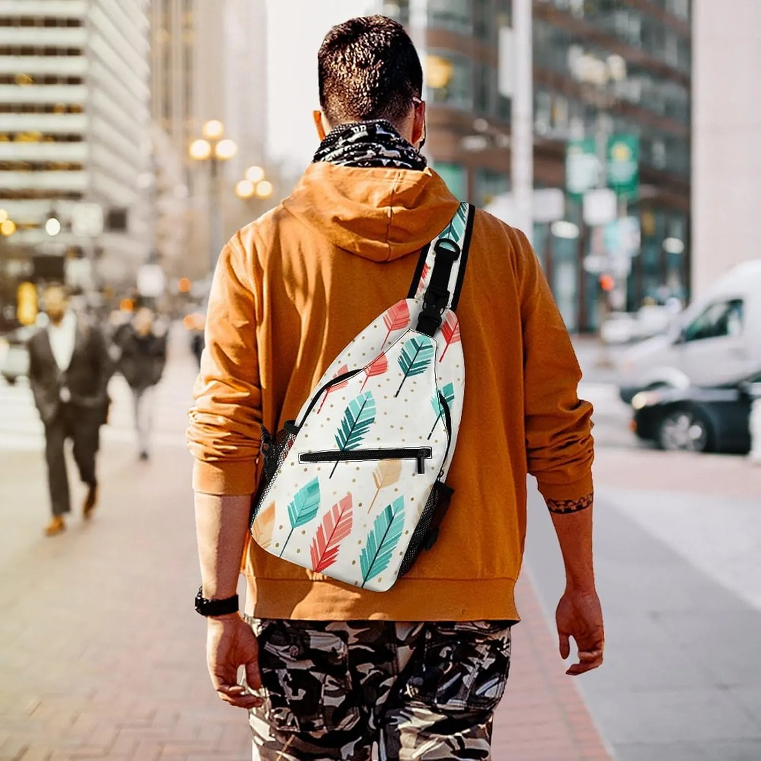 Coral And Teal Arrows Sling Bag Crossbody Bags Cross Body Bag Fanny Packs Chest Bags Sling Purses for Travel