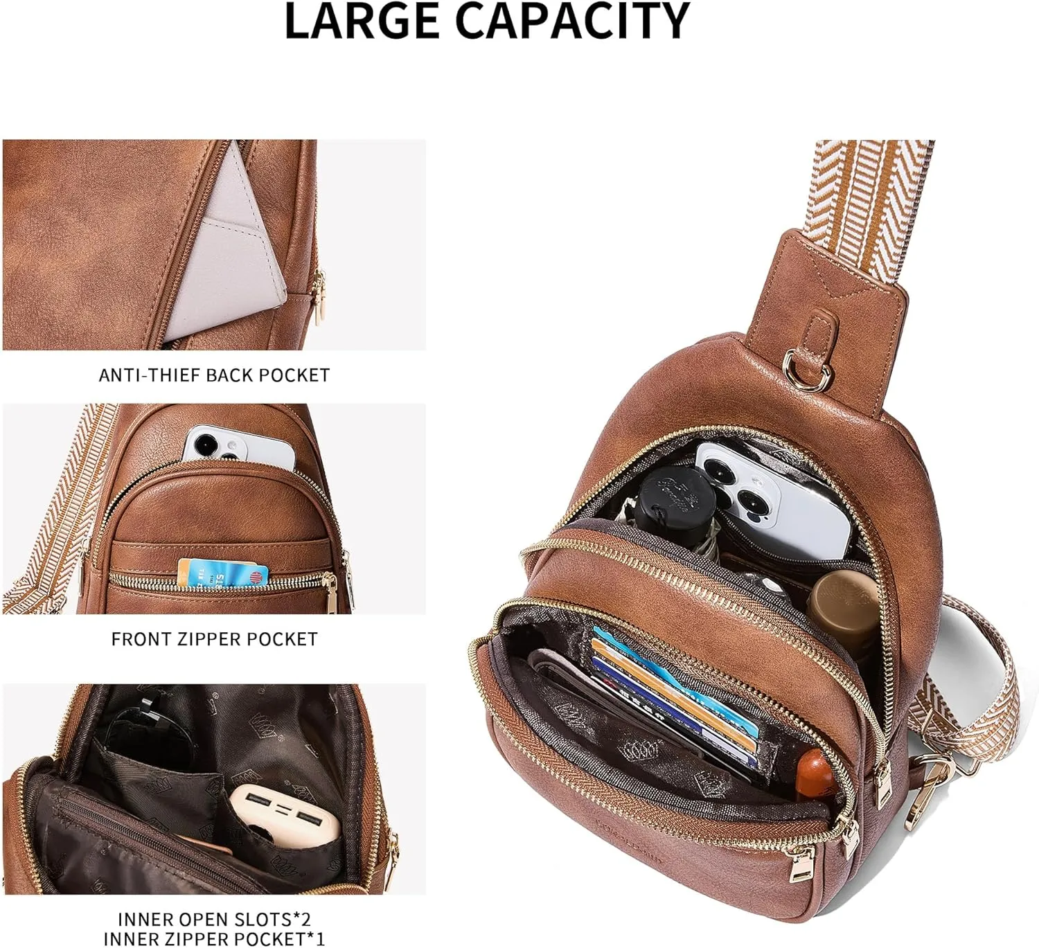 CORALDAISY Crossbody Bags for Women Fanny Pack Sling Bag Crossbody Purse Travel Purses for Women