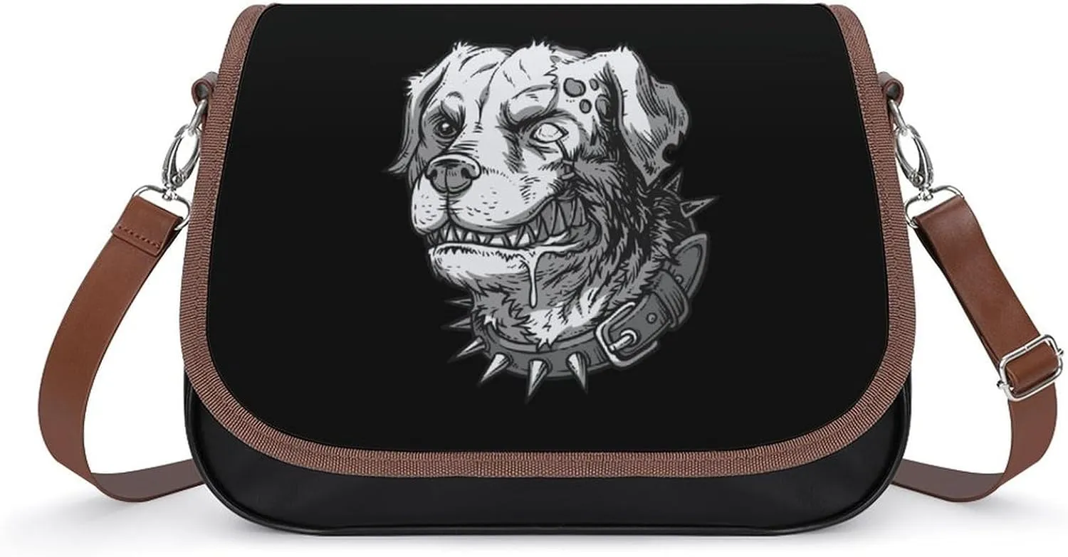 Crazy Bulldog Crossbody Bag Anti-Theft Side Shoulder Bags Adjustable Leather Messenger Bag Unisex