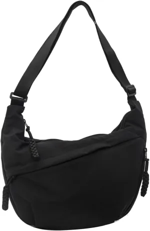 Crescent Crossbody Bags for Women Hobo Bag Luna Bag Dumpling Bag Nylon Multi-Pocket Sling Bag Moon Shoulder Bag (Black)