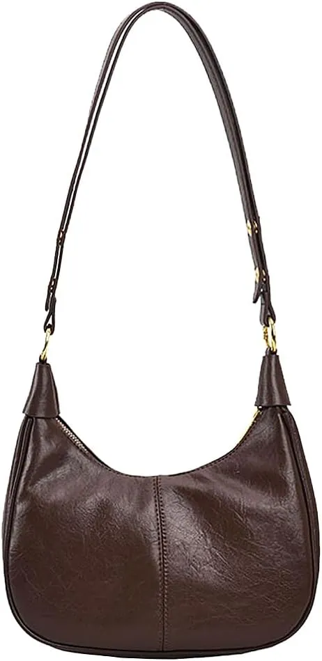 Crescent Hobo Bags Retro Crossbody Bag Vegan Leather Shoulder Purse Soft Cute Handbag for Women