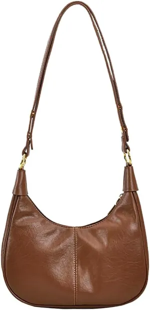 Crescent Hobo Bags Retro Crossbody Bag Vegan Leather Shoulder Purse Soft Cute Handbag for Women