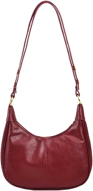 Crescent Hobo Bags Retro Crossbody Bag Vegan Leather Shoulder Purse Soft Cute Handbag for Women