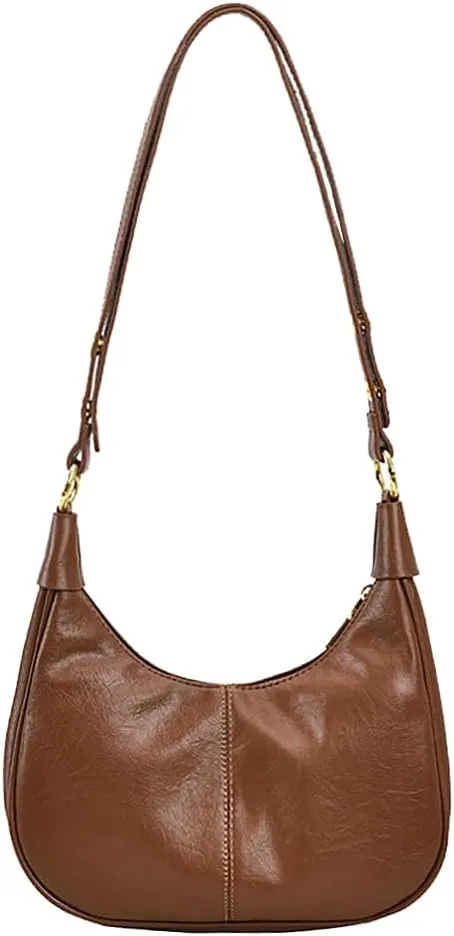 Crescent Hobo Bags Retro Crossbody Bag Vegan Leather Shoulder Purse Soft Cute Handbag for Women