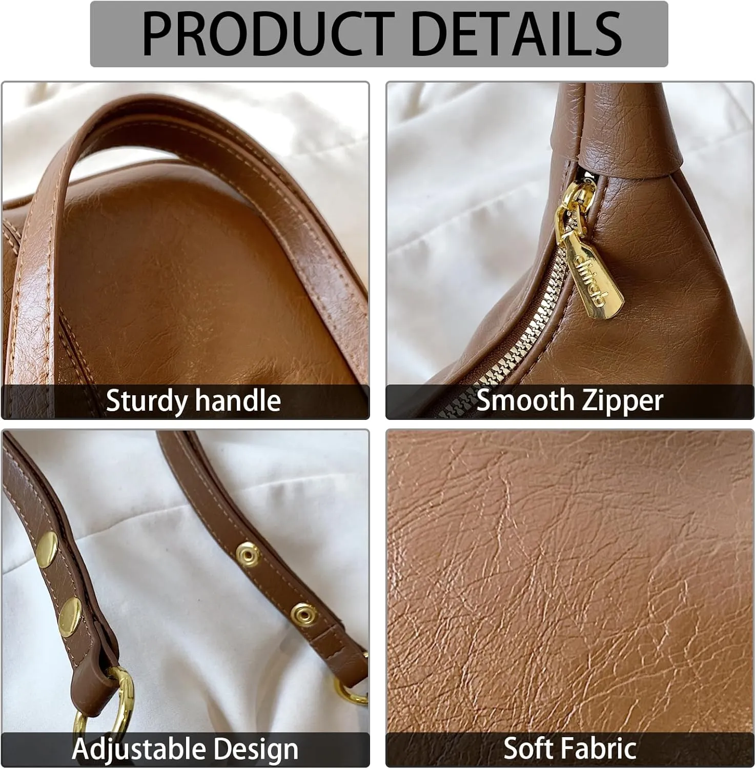 Crescent Hobo Bags Retro Crossbody Bag Vegan Leather Shoulder Purse Soft Cute Handbag for Women