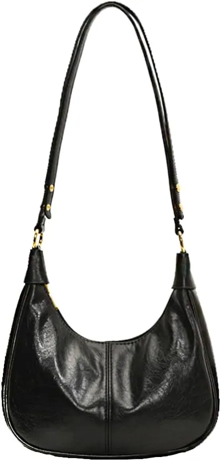Crescent Hobo Bags Retro Crossbody Bag Vegan Leather Shoulder Purse Soft Cute Handbag for Women