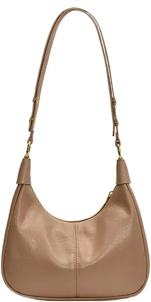 Crescent Hobo Bags Retro Crossbody Bag Vegan Leather Shoulder Purse Soft Cute Handbag for Women