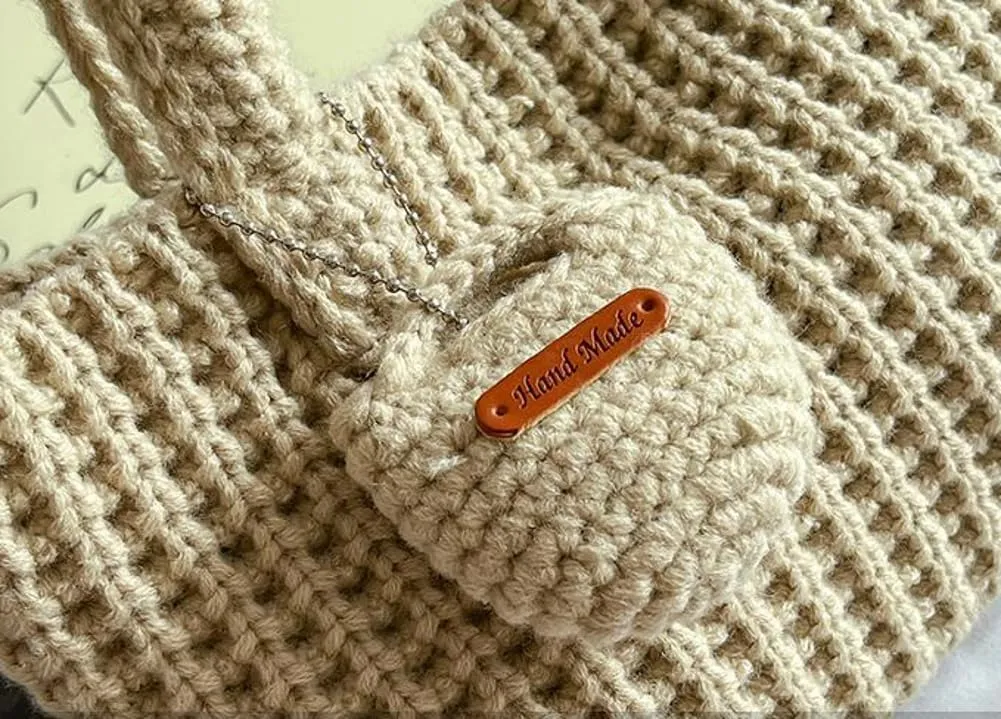 Crochet Tote Bag for Women with Wallet Small Cute Handbag Knitted Handle Bag Clutch Pouch Winter Knit Purse