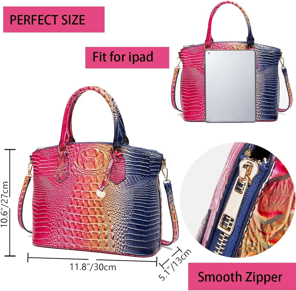 Crocodile Handbag Women Purse Satchel Bag Crossbody Classy Tote Bag Top Handle Vegan Leather Ladies Handbag purses