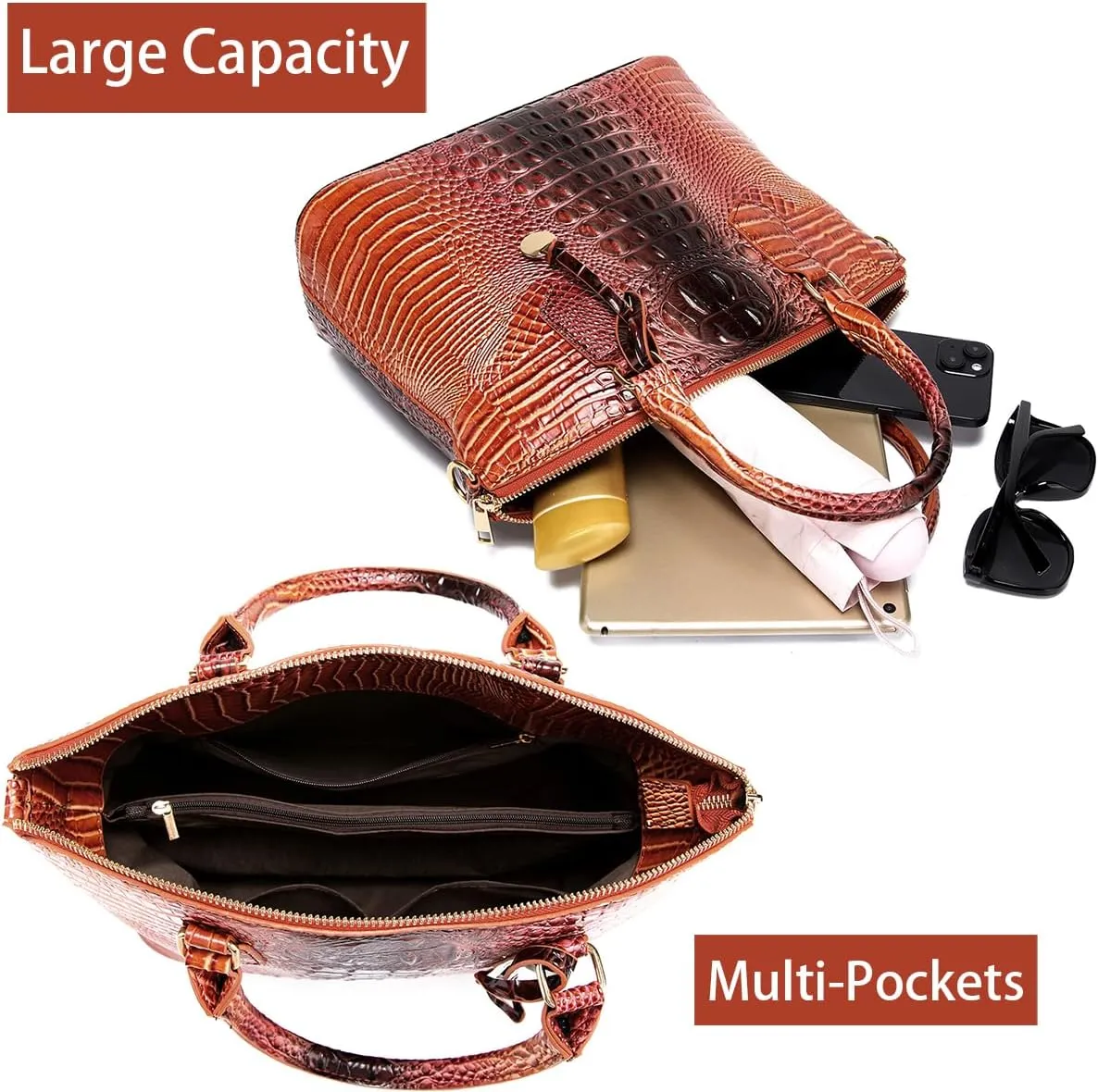 Crocodile Handbag Women Purse Satchel Bag Crossbody Classy Tote Bag Top Handle Vegan Leather Ladies Handbag purses