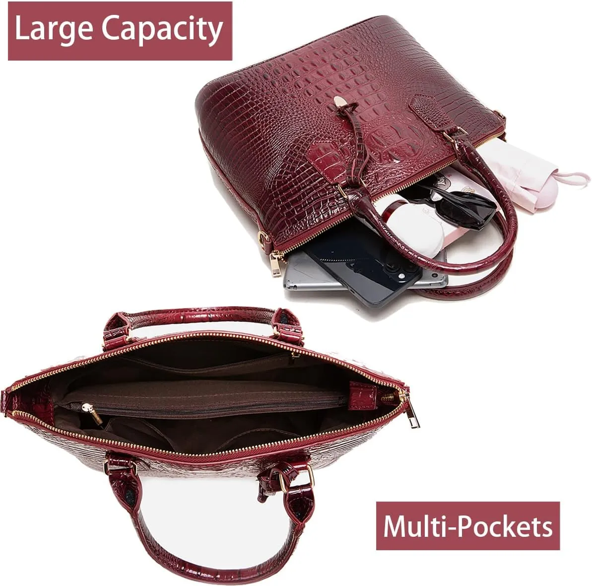 Crocodile Handbag Women Purse Satchel Bag Crossbody Classy Tote Bag Top Handle Vegan Leather Ladies Handbag purses